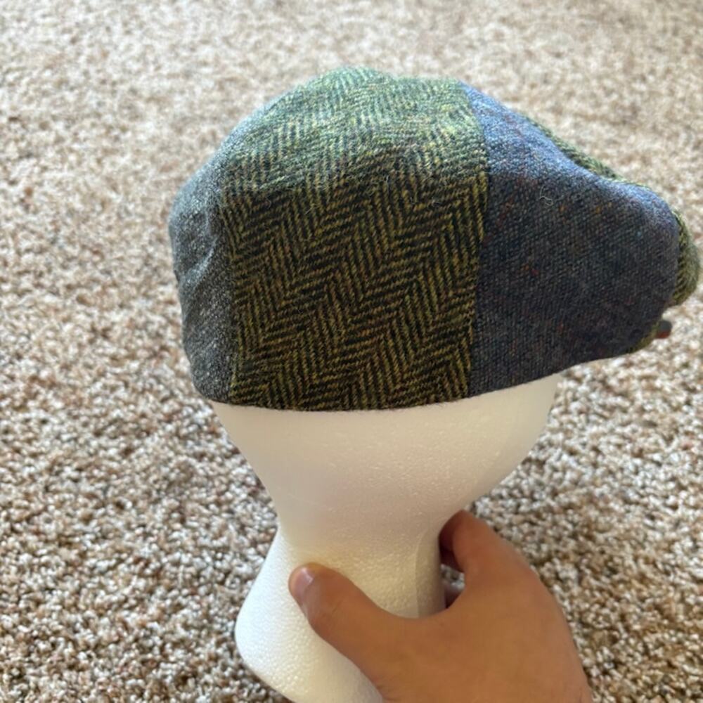Shandon Headwear Mens Flat Cap Multicolor Patchwork Donegal Tweed Wool Hat 7 1/8 - Picture 3 of 8
